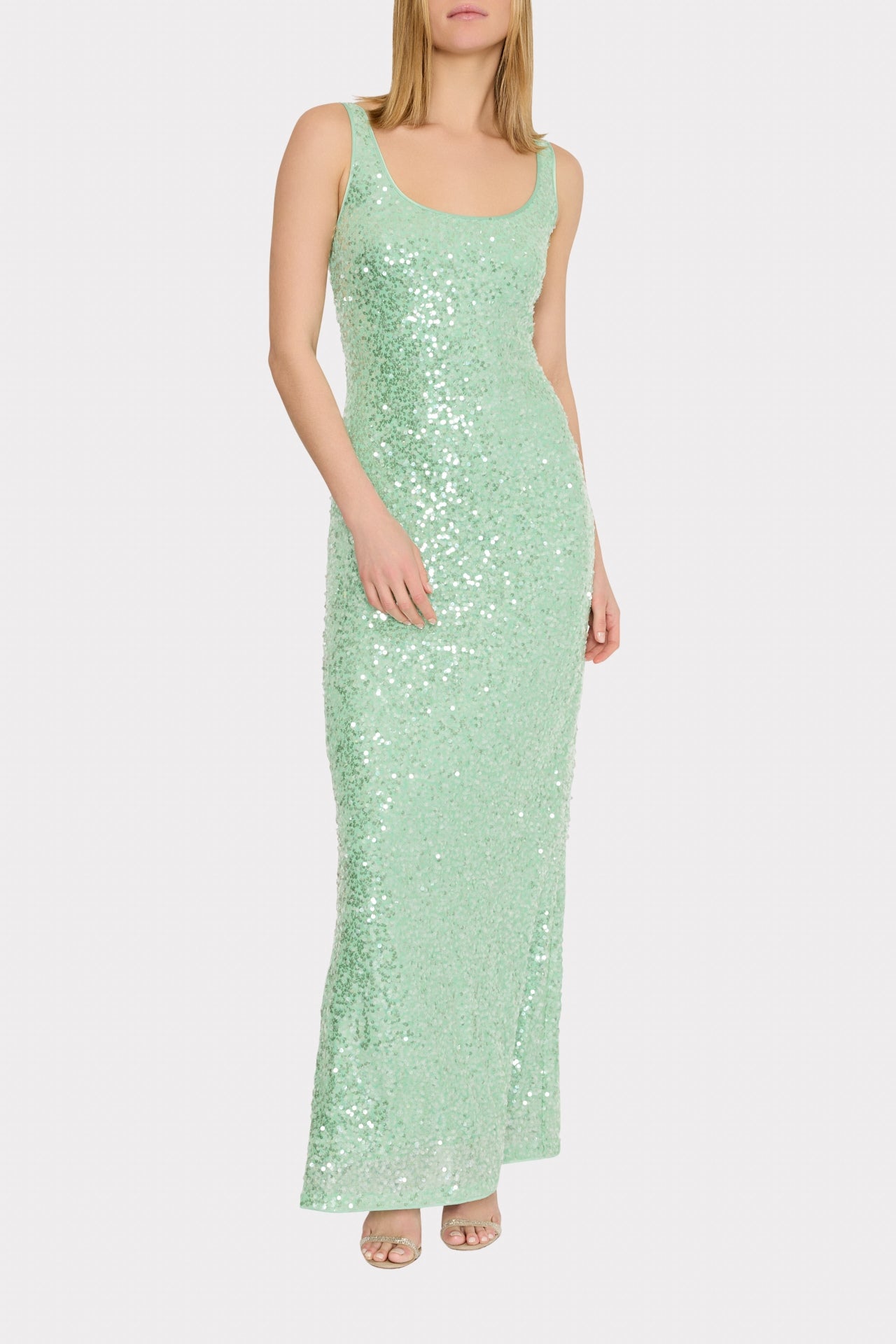 Tatum Stretch Shimmer Sequins Scoop Neck Dress