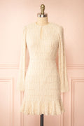 Caramette | Short Fuzzy Textured Beige Dress