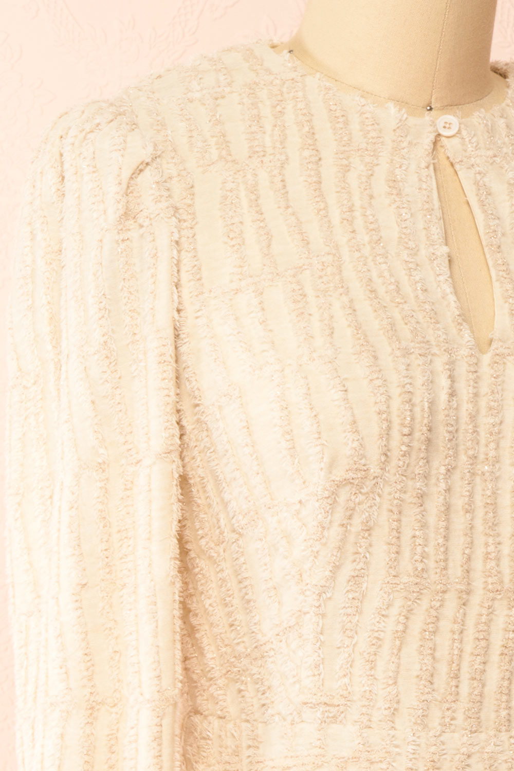 Caramette | Short Fuzzy Textured Beige Dress