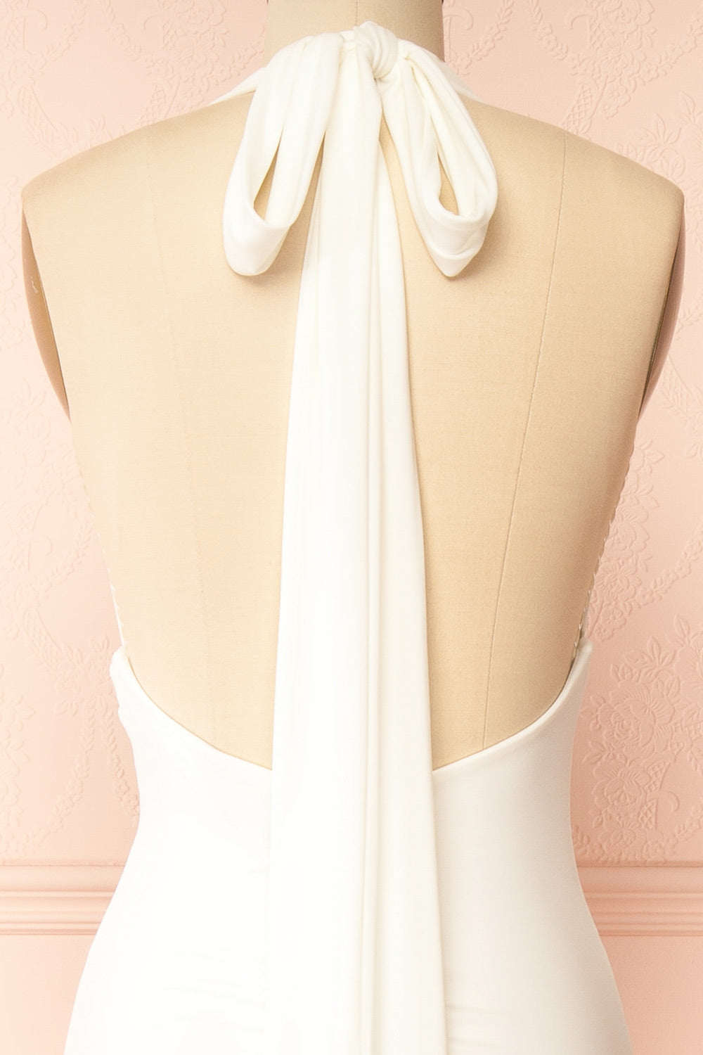 Carina | Ivory Halter V Neck Open Back Mermaid Bridal Dress