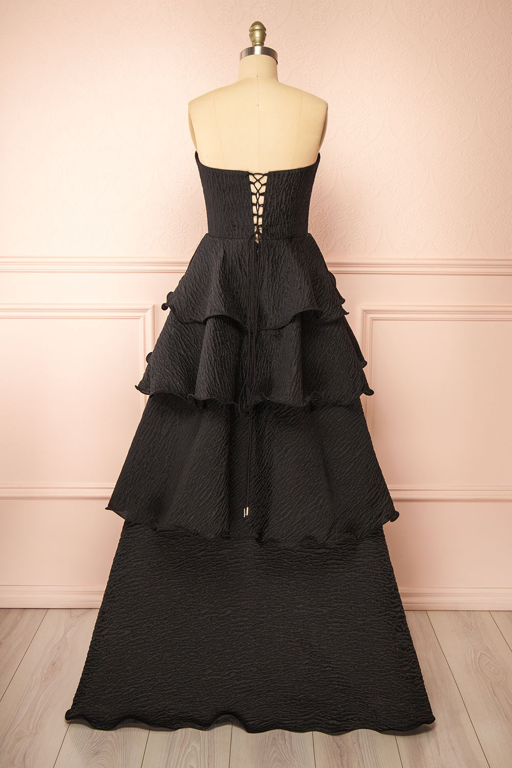 Carrie | Black Layered Organza Maxi Dress