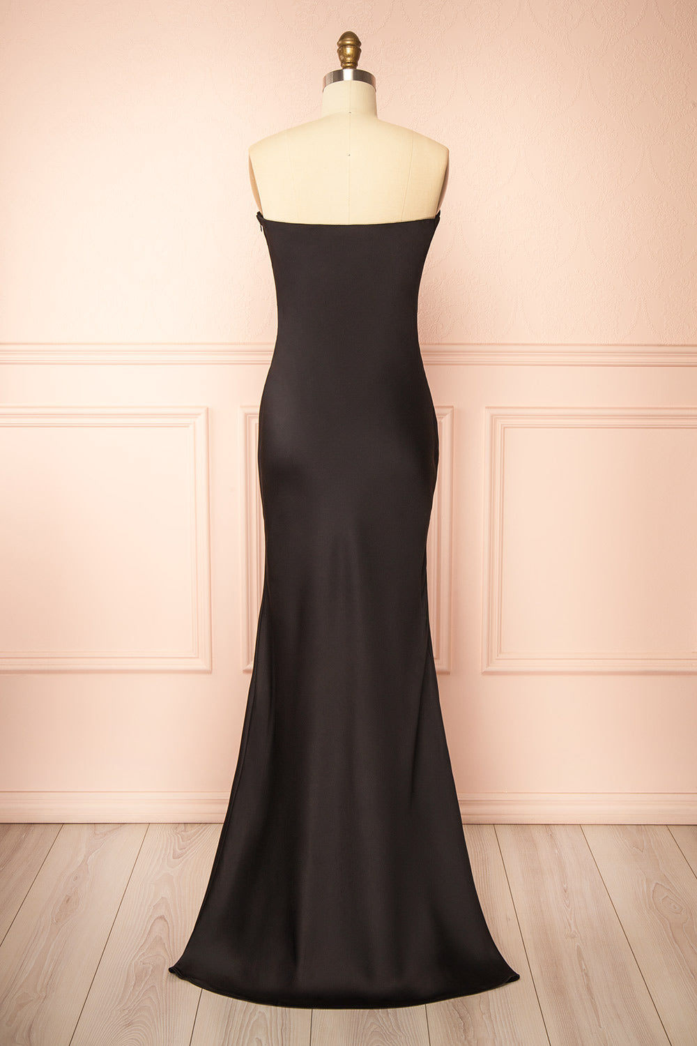 Cathleen Black | Fitted Strapless Satin Maxi Dress