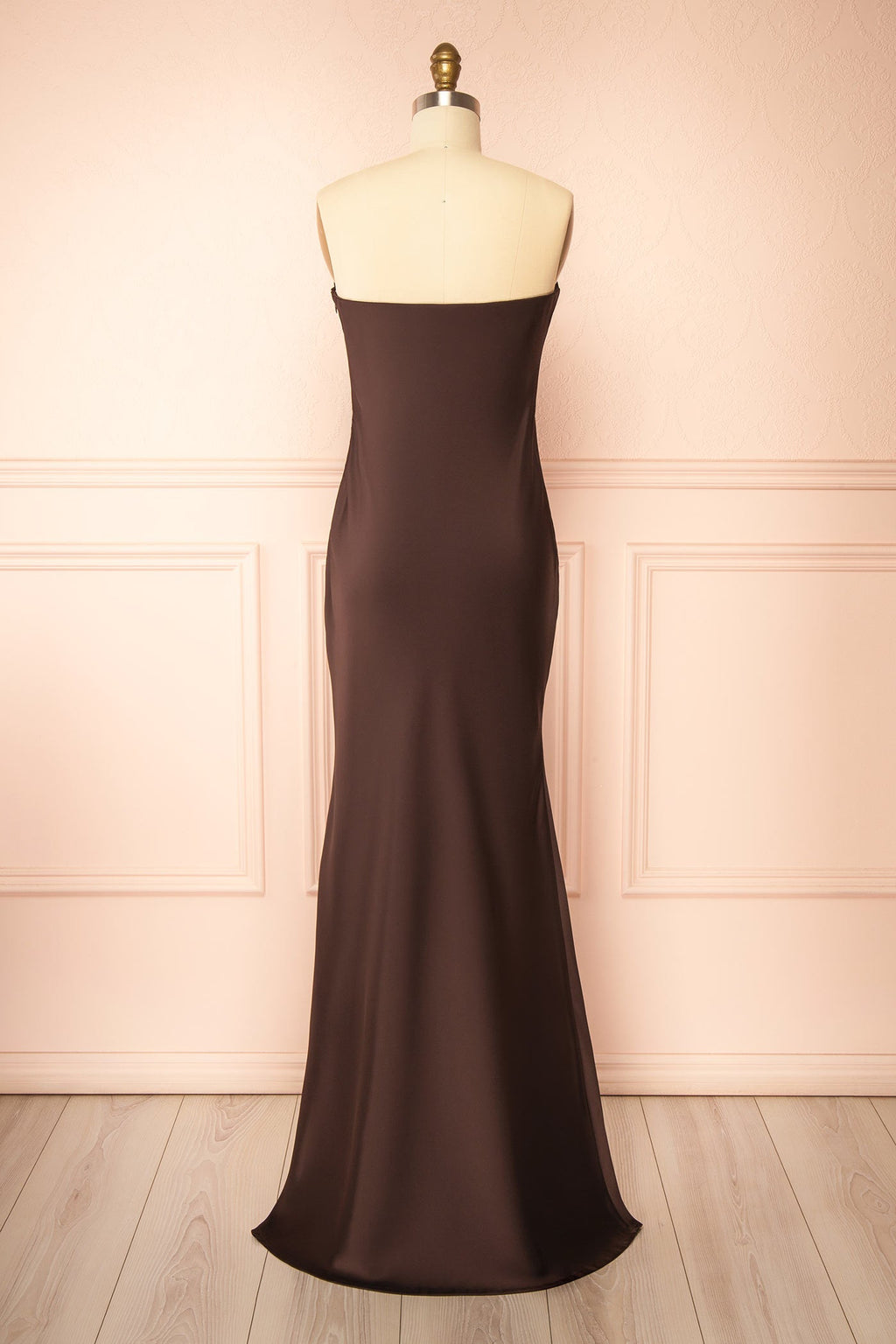 Cathleen Brown | Fitted Strapless Satin Maxi Dress