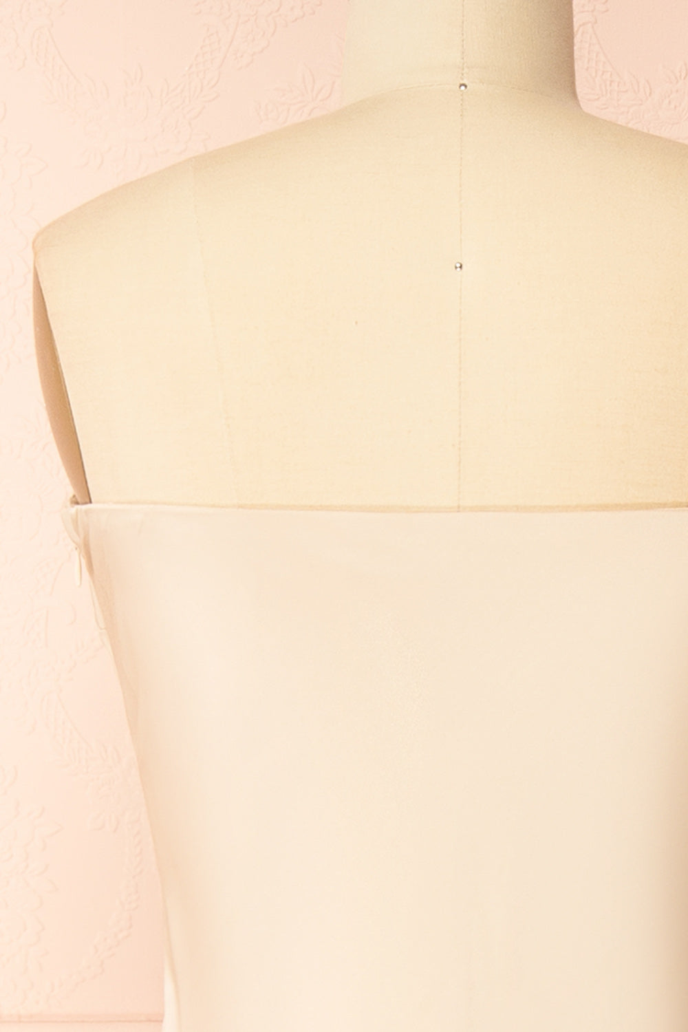 Cathleen Champagne | Fitted Strapless Satin Maxi Dress