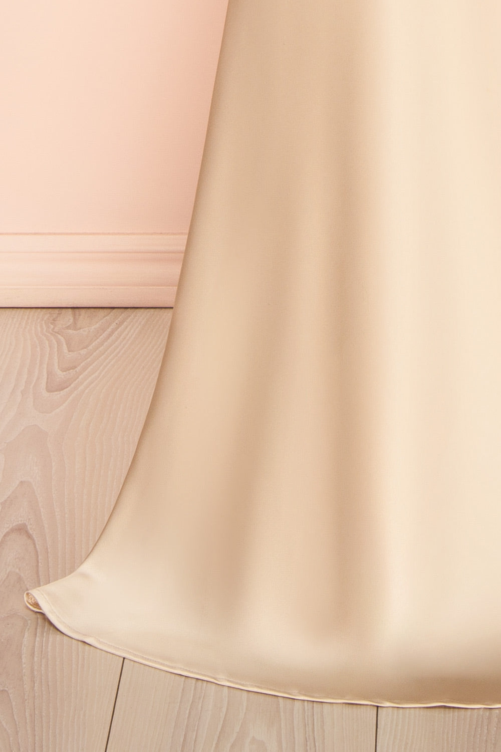 Cathleen Champagne | Fitted Strapless Satin Maxi Dress
