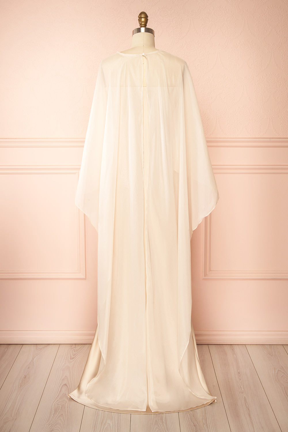 Cathleen Champagne | Fitted Strapless Satin Maxi Dress