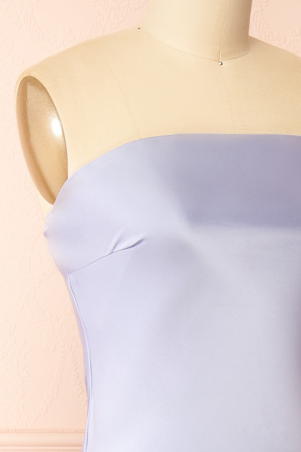 Cathleen Lavender | Fitted Strapless Satin Maxi Dress