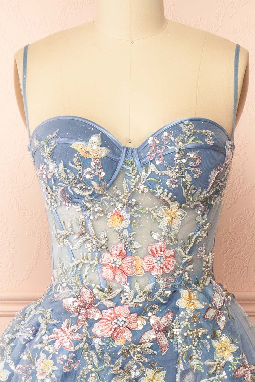 Cecily | Crystal Embroidered Blue Ball Gown Dress