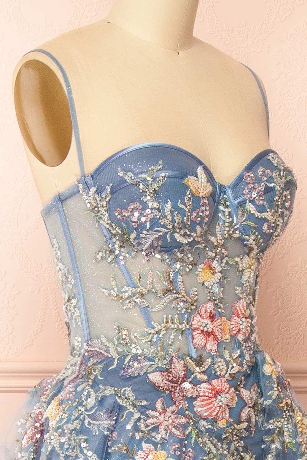 Cecily | Crystal Embroidered Blue Ball Gown Dress