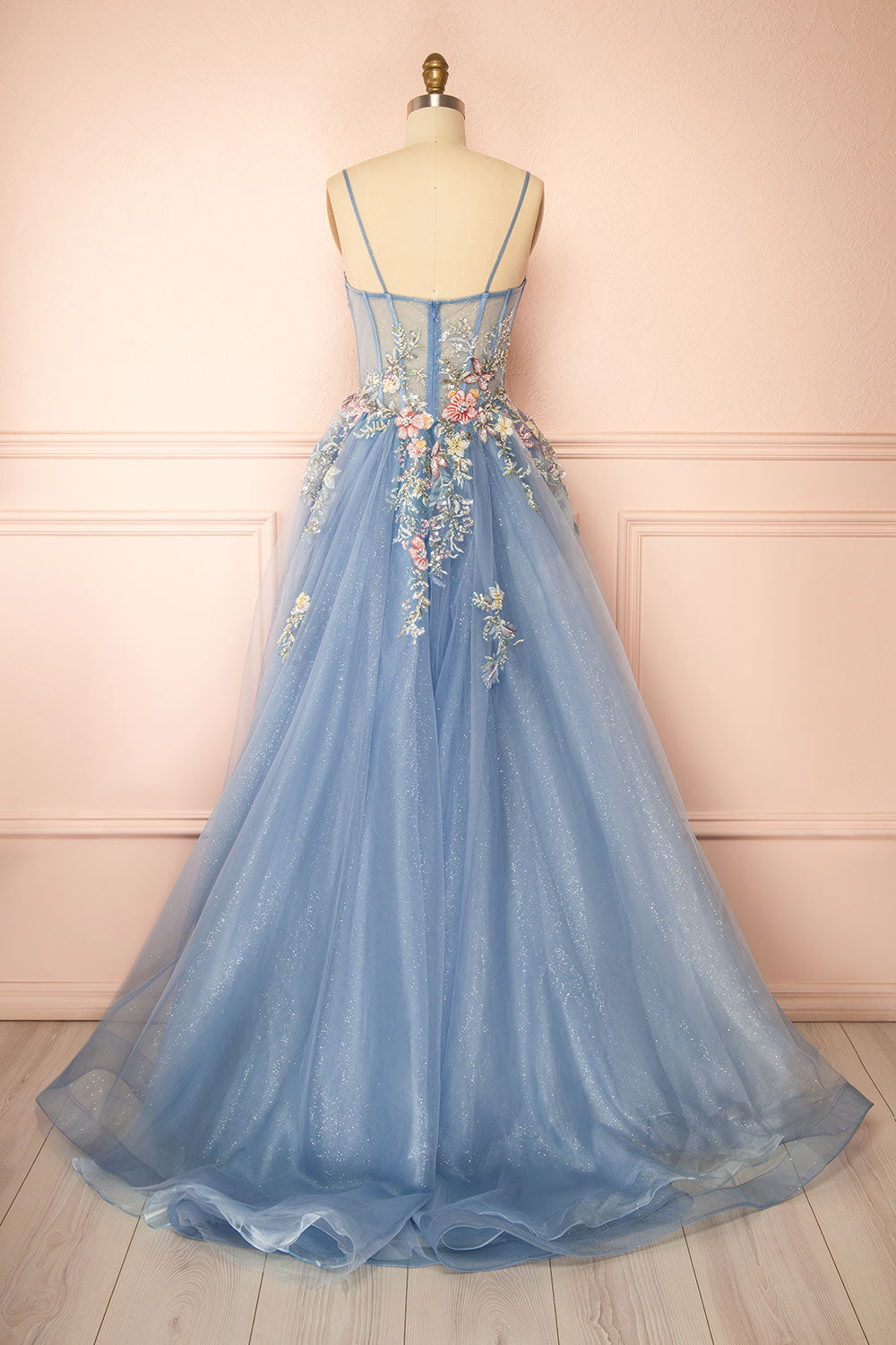 Cecily | Crystal Embroidered Blue Ball Gown Dress