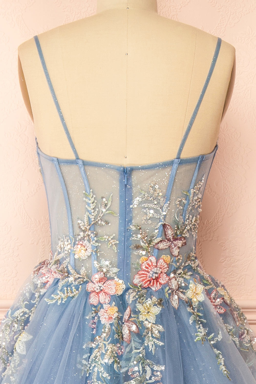 Cecily | Crystal Embroidered Blue Ball Gown Dress