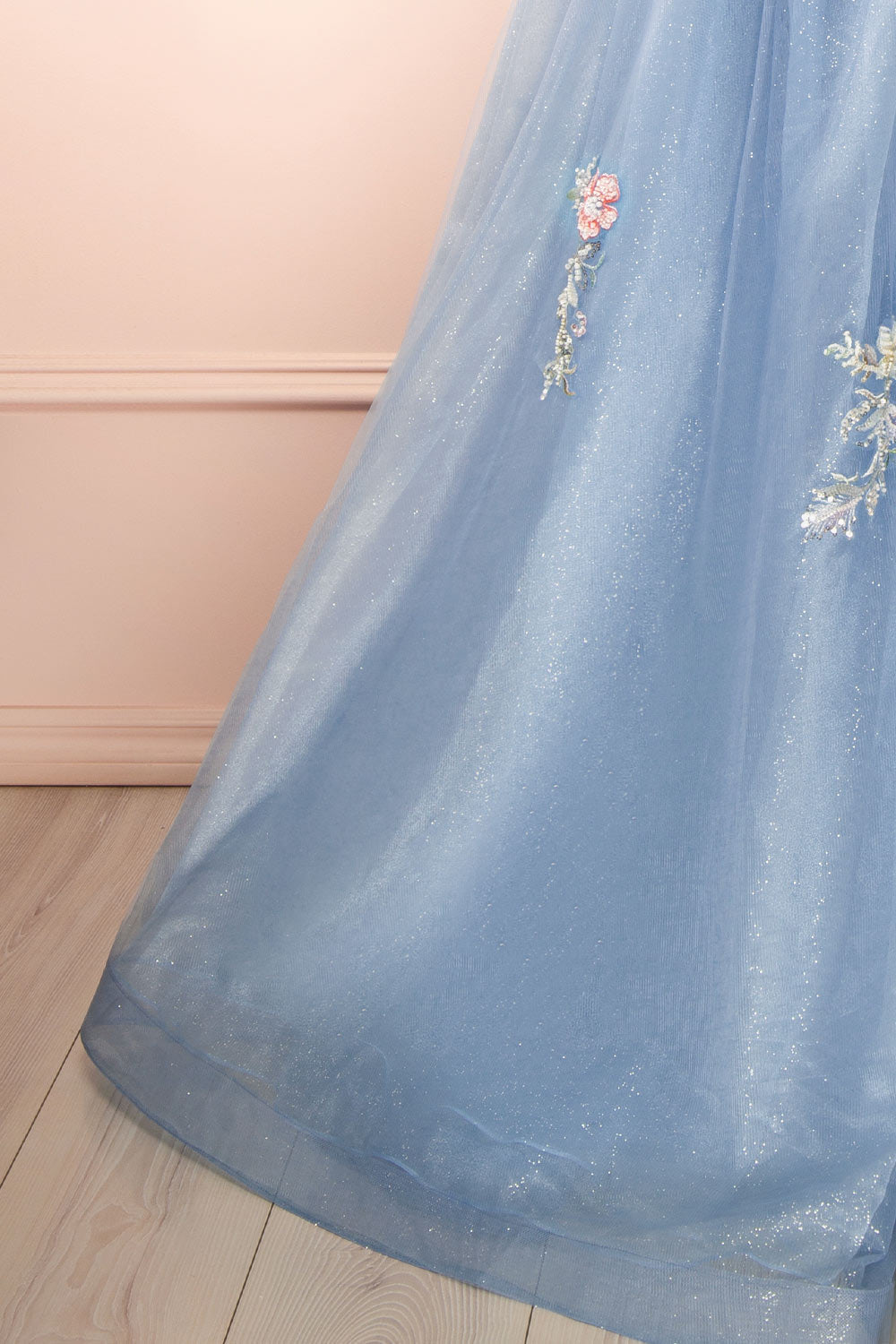 Cecily | Crystal Embroidered Blue Ball Gown Dress