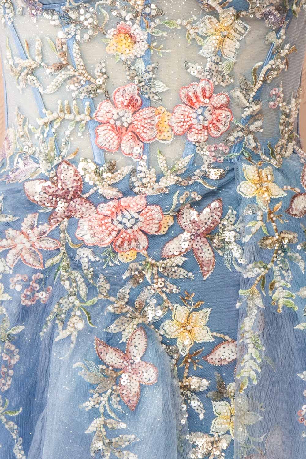 Cecily | Crystal Embroidered Blue Ball Gown Dress