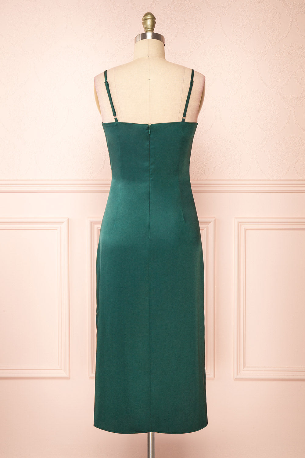 Chloe Green | Satin Cowl Neck Midi Dress