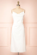 Chloe Ivory | Cowl Neck Satin Midi Slip Dress
