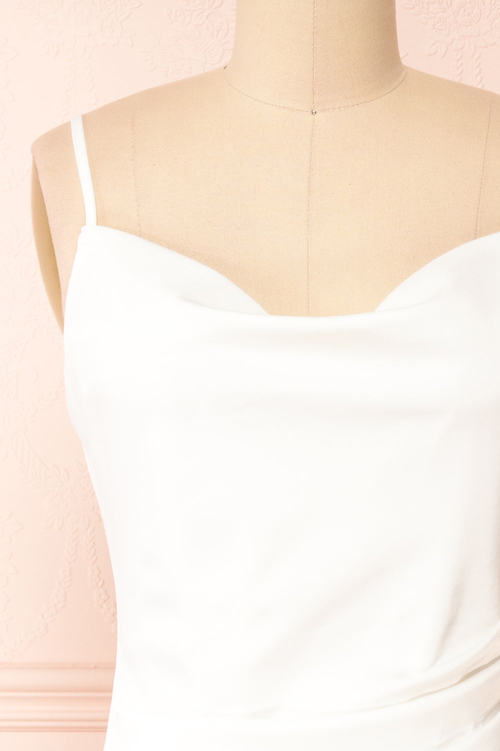 Chloe Ivory | Cowl Neck Satin Midi Slip Dress
