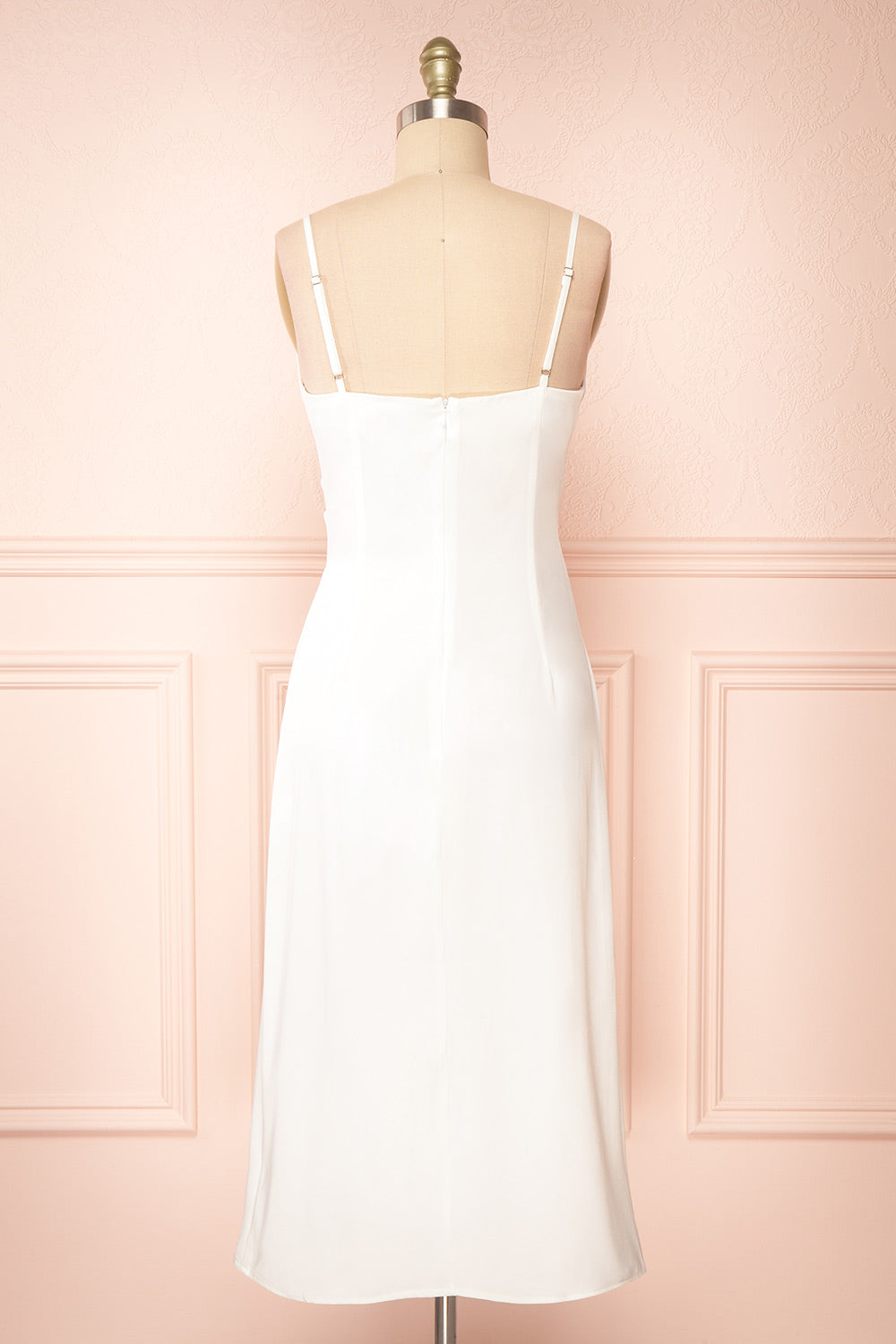 Chloe Ivory | Cowl Neck Satin Midi Slip Dress