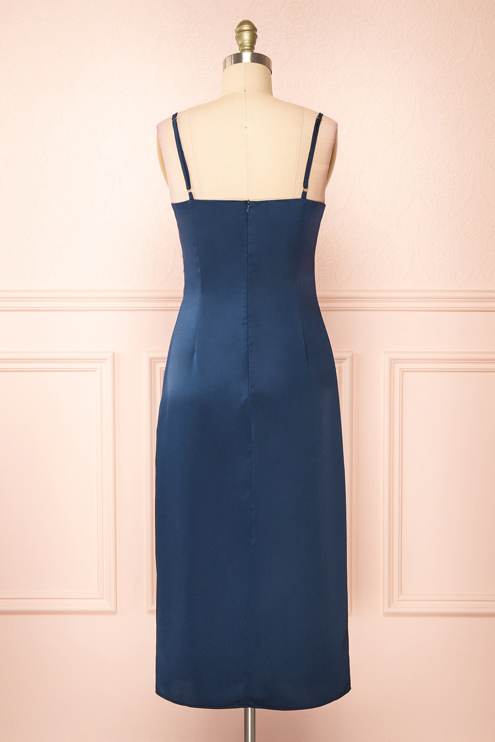Chloe Navy | Cowl Neck Satin Slip Dress
