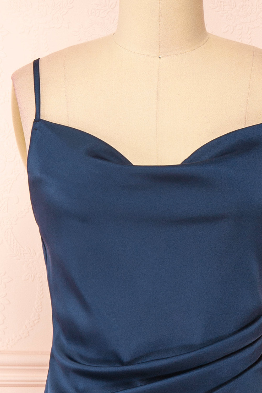 Chloe Navy | Cowl Neck Satin Slip Dress