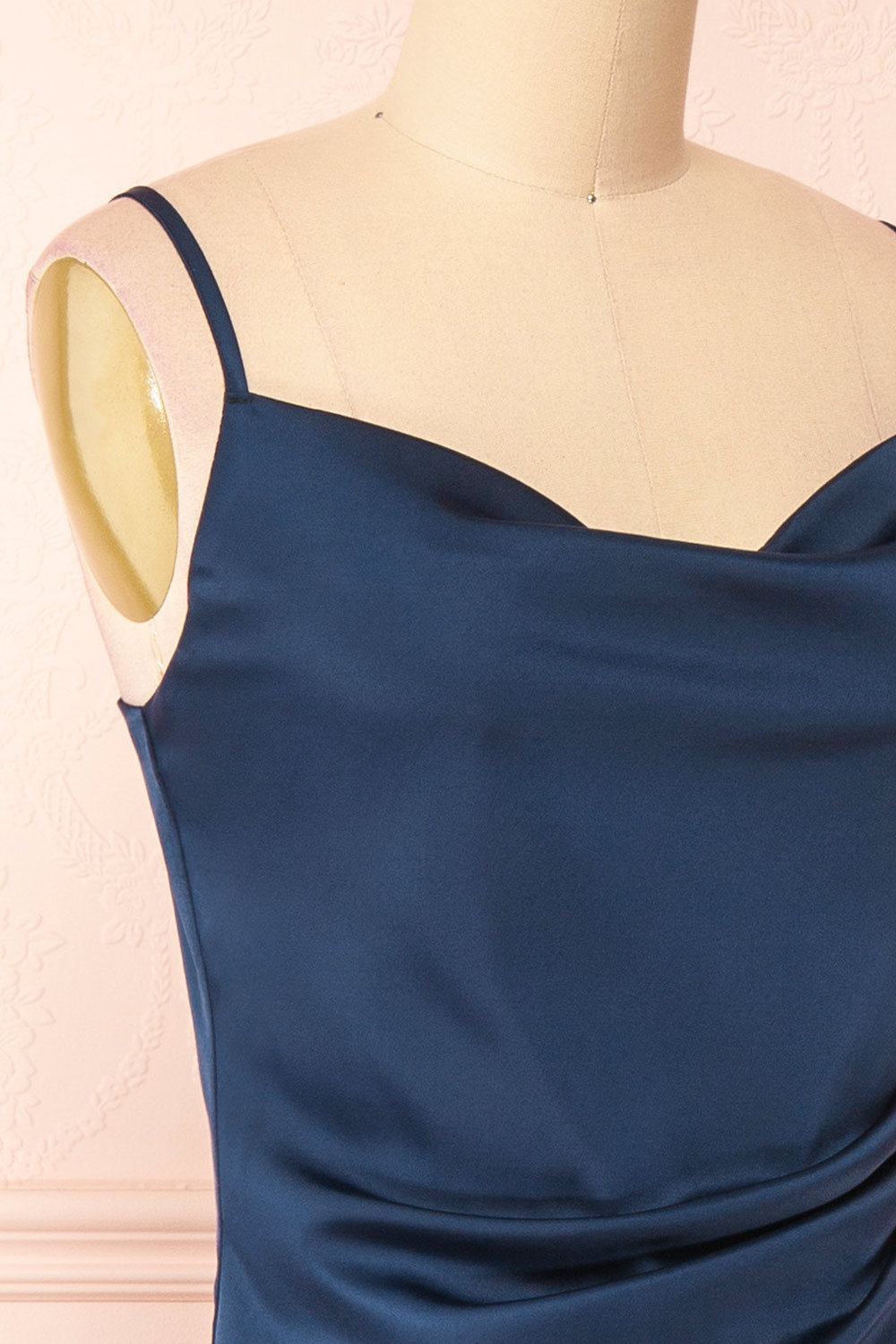 Chloe Navy | Cowl Neck Satin Slip Dress