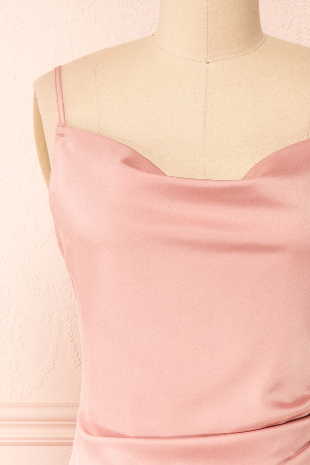 Chloe Blush | Cowl Neck Satin Midi Slip Dress