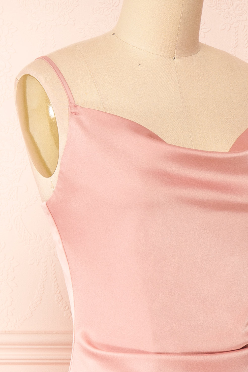 Chloe Blush | Cowl Neck Satin Midi Slip Dress