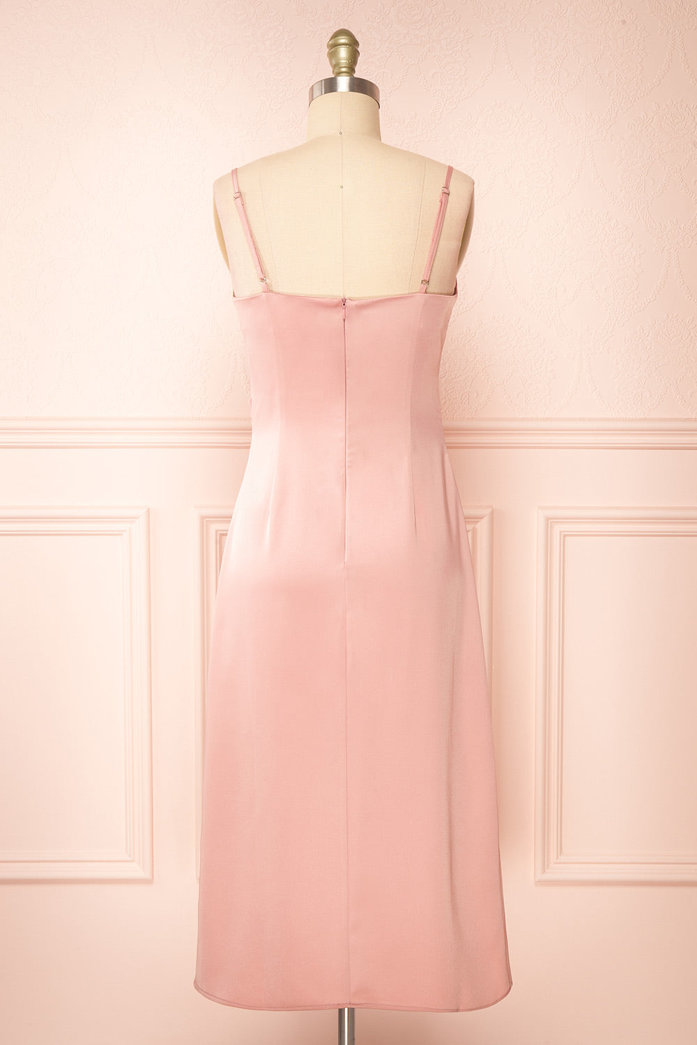 Chloe Blush | Cowl Neck Satin Midi Slip Dress
