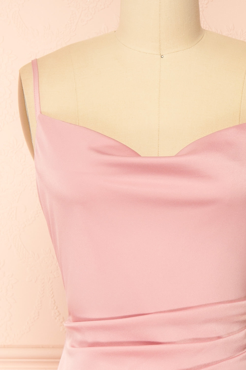 Chloe Pink | Cowl Neck Satin Midi Slip Dress