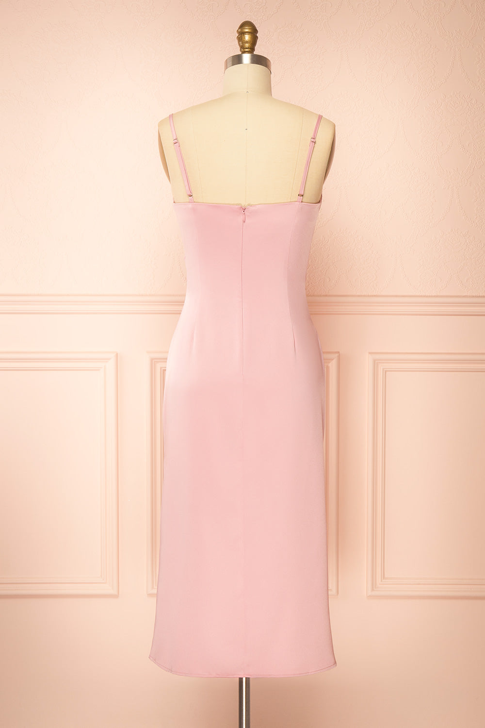 Chloe Pink | Cowl Neck Satin Midi Slip Dress