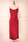 Chloe Burgundy | Cowl Neck Satin Slip Dress