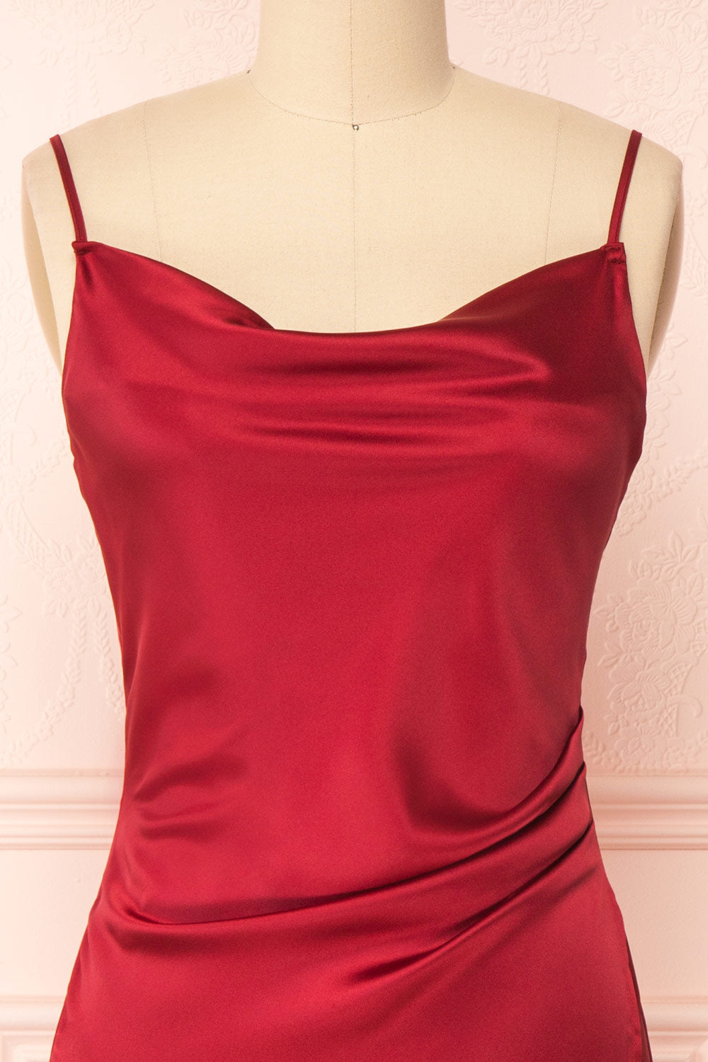 Chloe Burgundy | Cowl Neck Satin Slip Dress