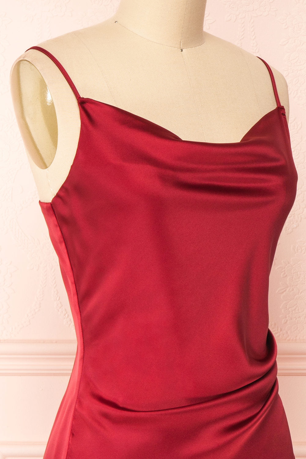 Chloe Burgundy | Cowl Neck Satin Slip Dress