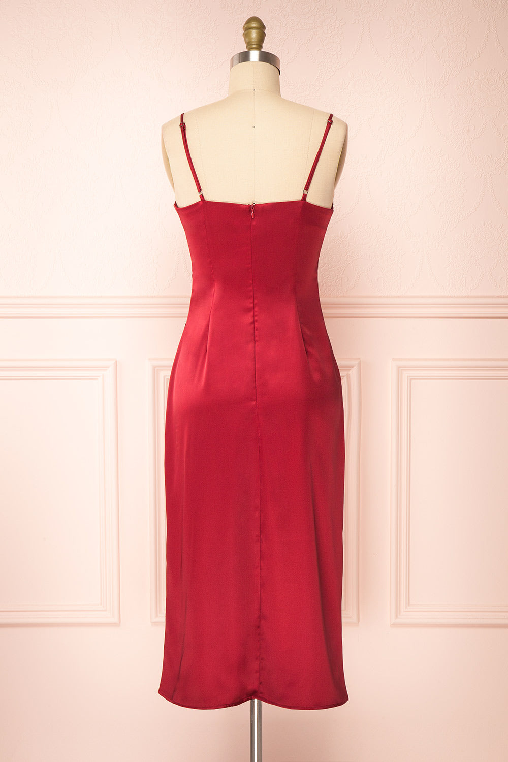 Chloe Burgundy | Cowl Neck Satin Slip Dress