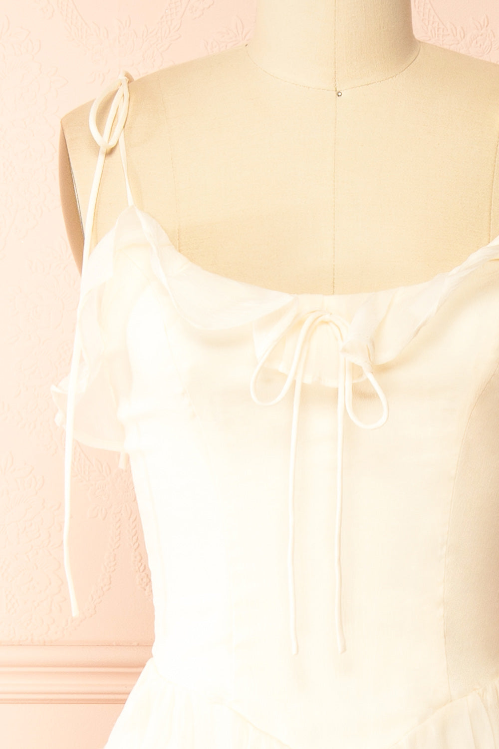 Claribel | Cream Midi Dress with Floral Embellishment