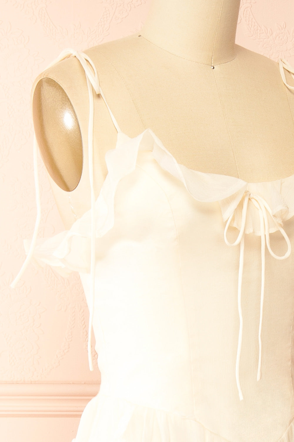 Claribel | Cream Midi Dress with Floral Embellishment