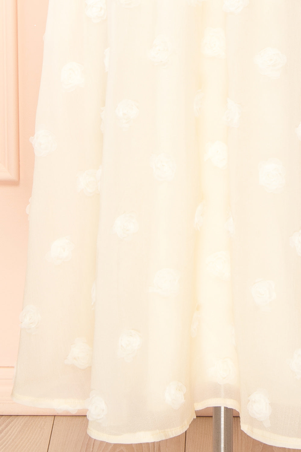 Claribel | Cream Midi Dress with Floral Embellishment