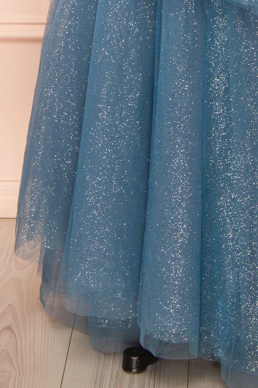Cody Blue Grey | Maxi One Shoulder Dress with Glitters