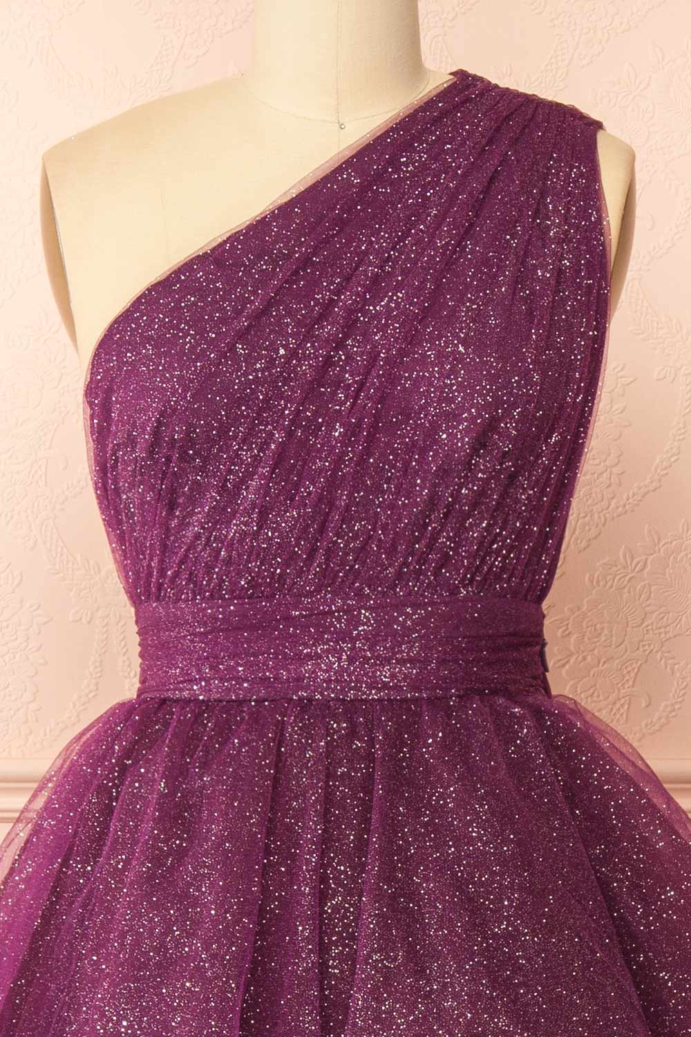 Cody Purple | Maxi One Shoulder Dress with Glitters