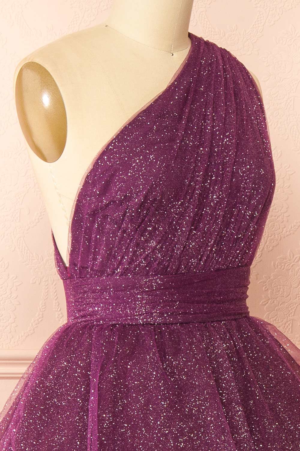 Cody Purple | Maxi One Shoulder Dress with Glitters