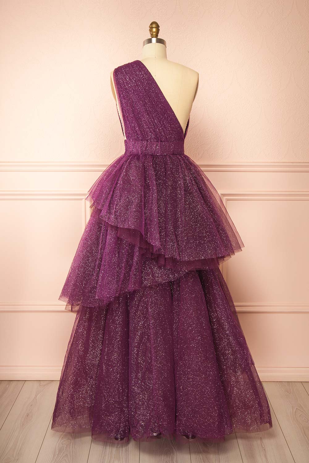Cody Purple | Maxi One Shoulder Dress with Glitters