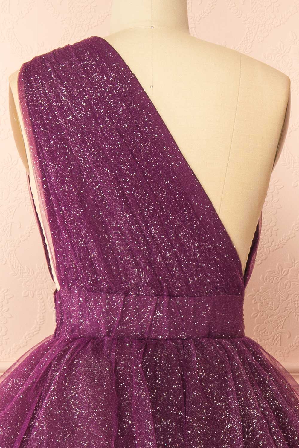 Cody Purple | Maxi One Shoulder Dress with Glitters