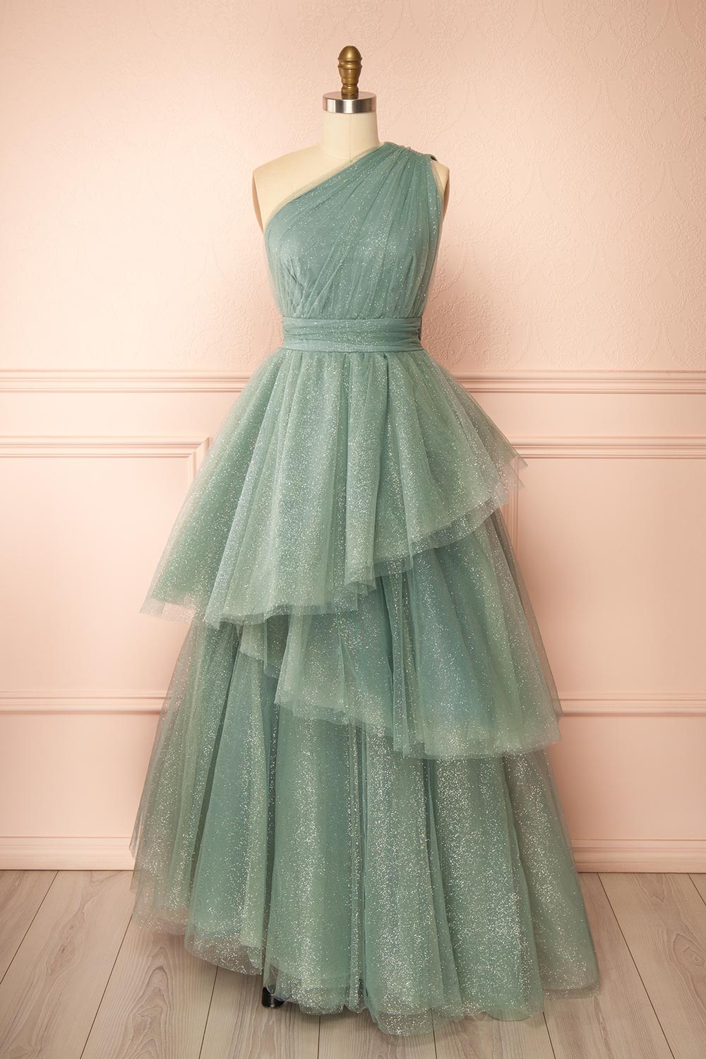 Cody Teal | Maxi One Shoulder Dress with Glitters