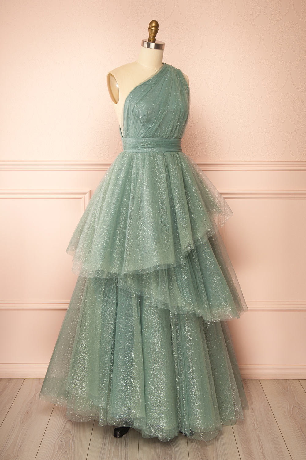 Cody Teal | Maxi One Shoulder Dress with Glitters