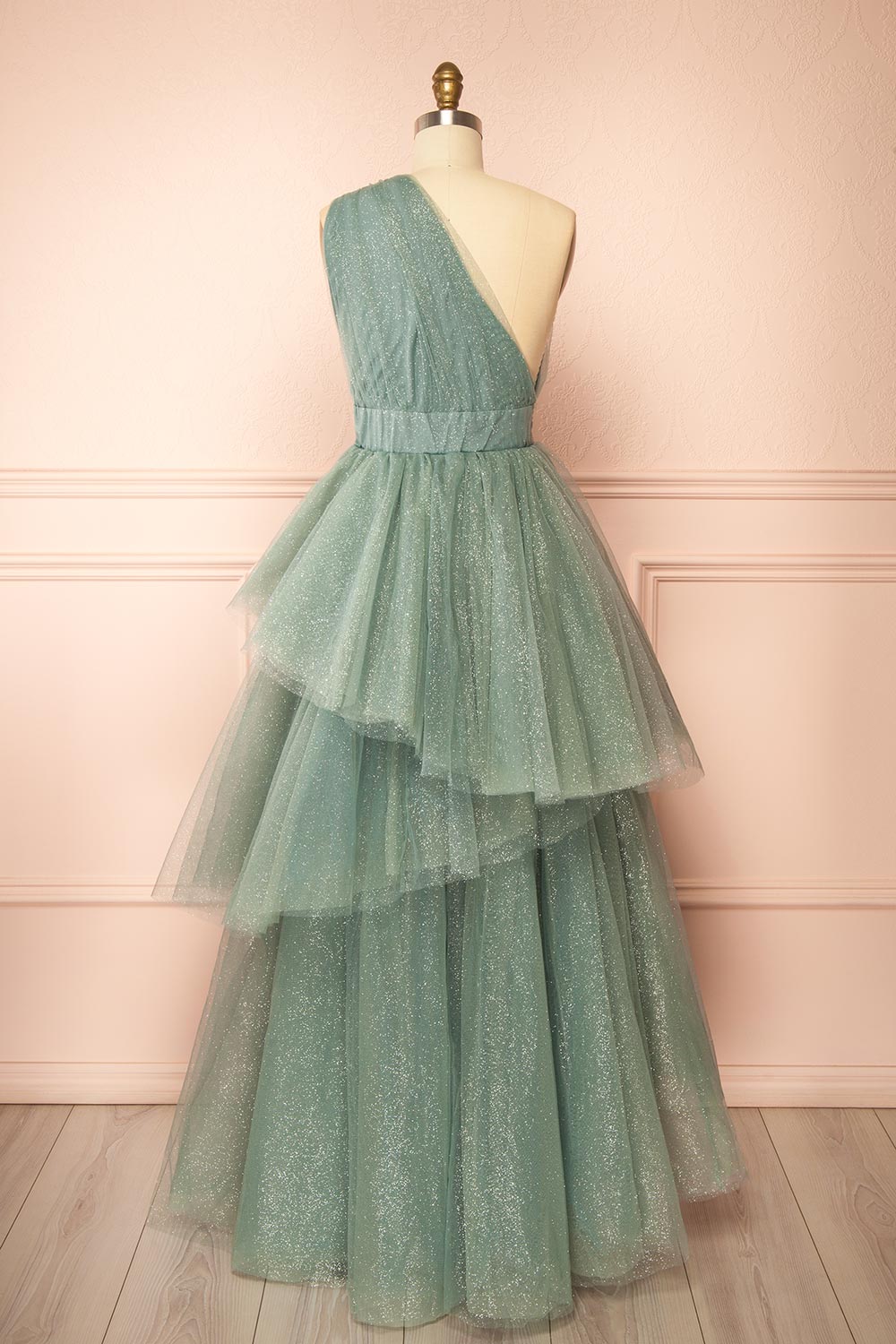 Cody Teal | Maxi One Shoulder Dress with Glitters