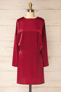 Combault Burgundy | Silky Long Sleeved Dress