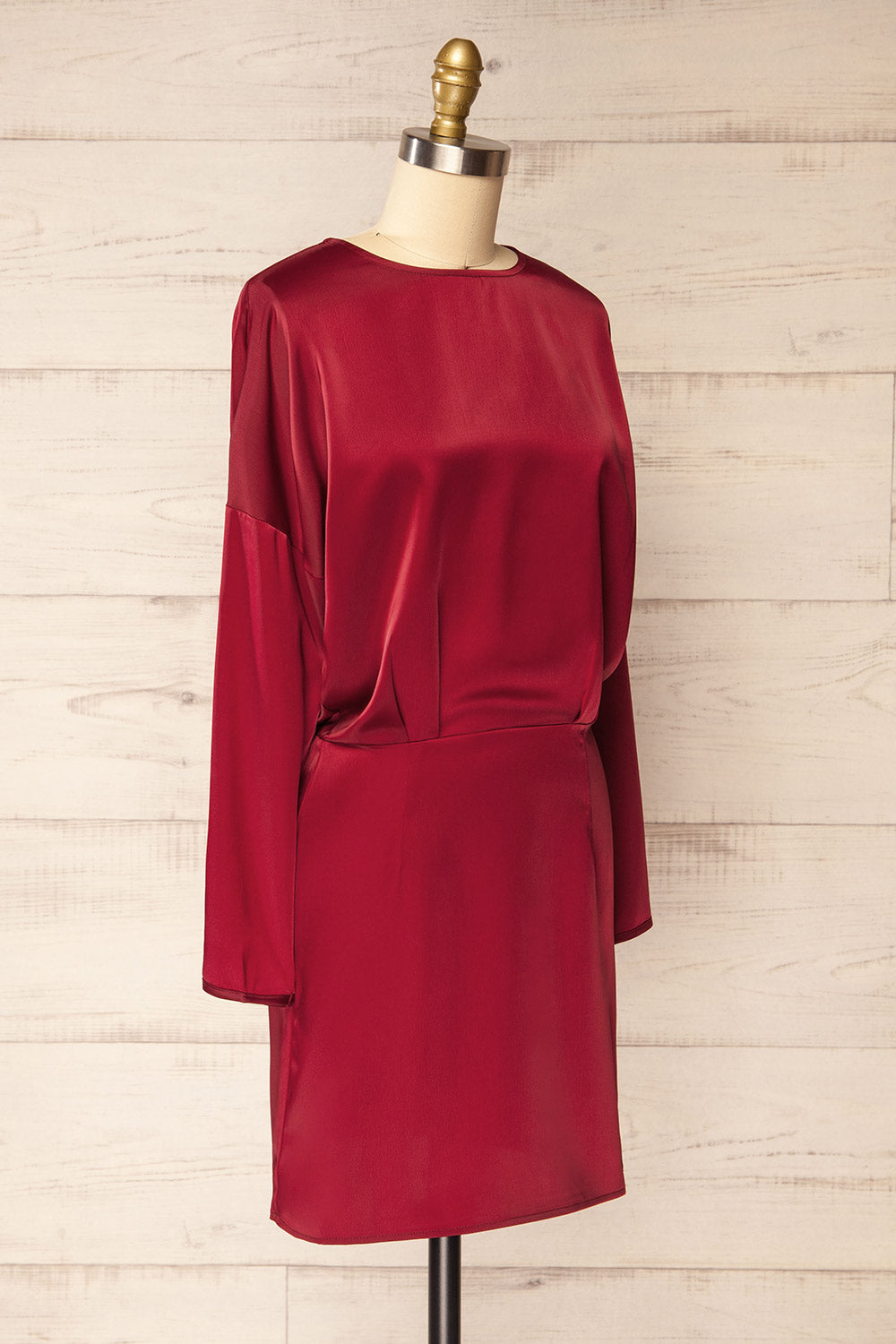 Combault Burgundy | Silky Long Sleeved Dress