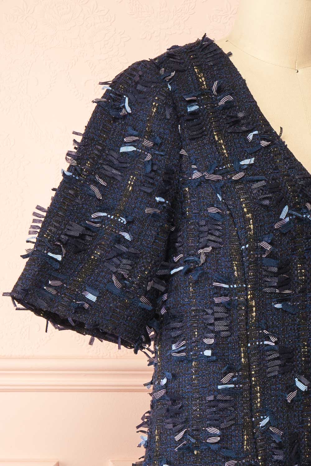 Coralyne | Navy Tweed V-Neck Mini Dress