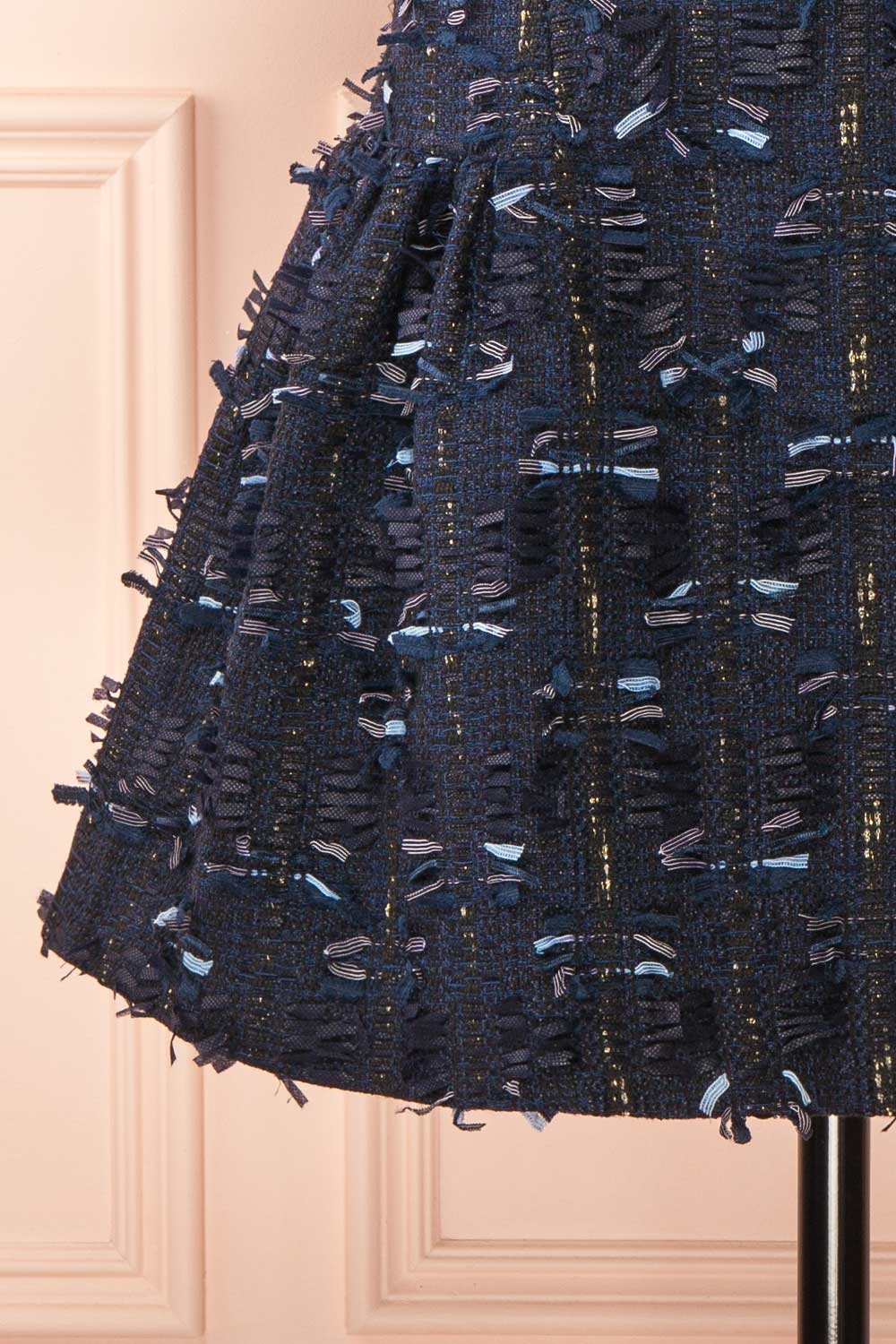 Coralyne | Navy Tweed V-Neck Mini Dress