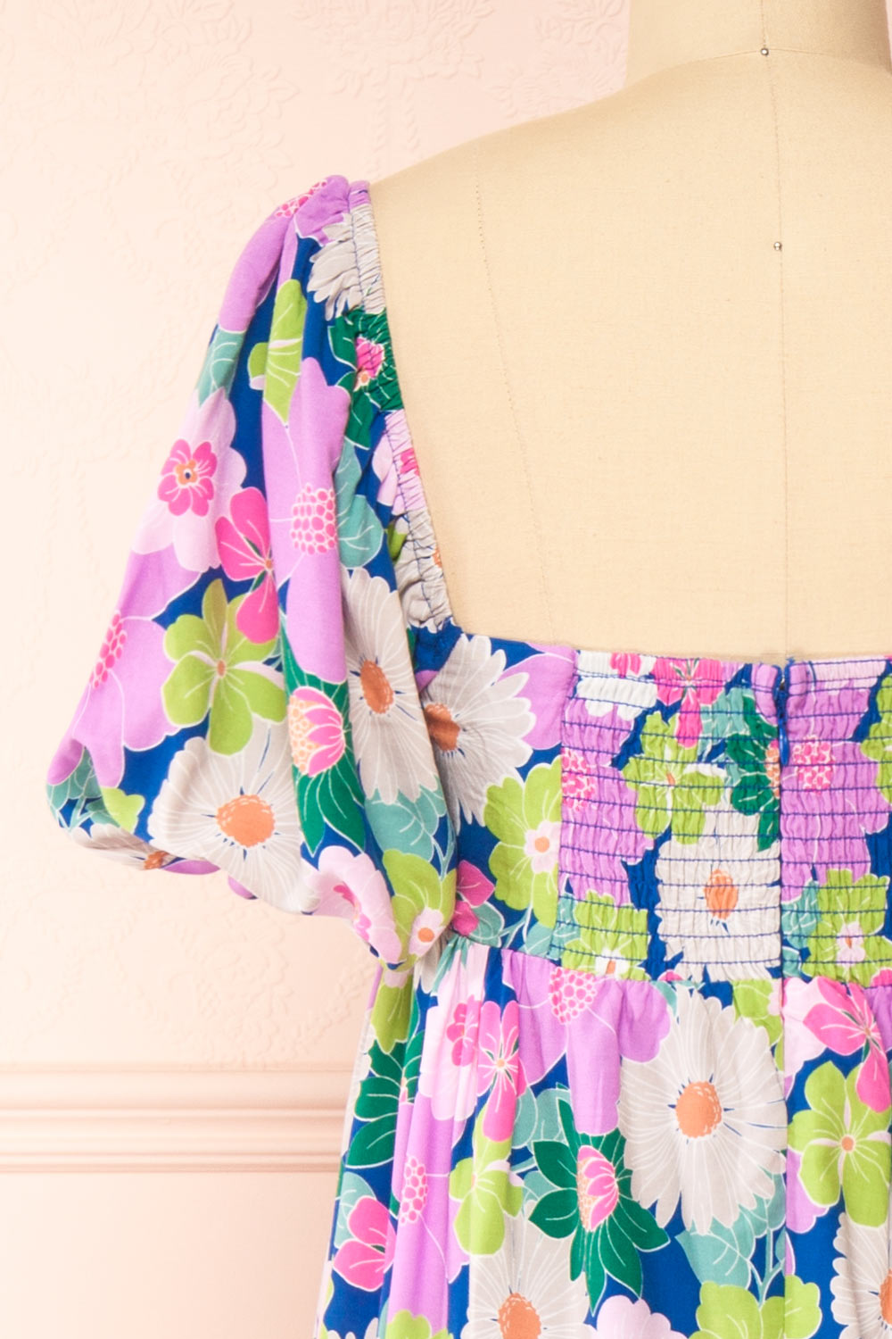 Cornelia | Colourful Floral Midi Dress with an Empire Waist