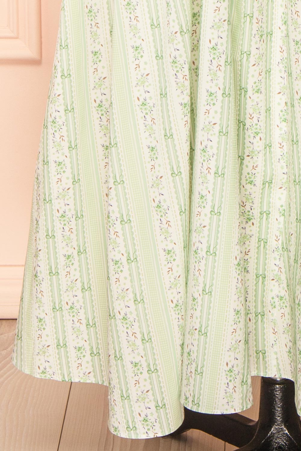 Daiko Green | Floral A-Line Maxi Dress with Corset Bust